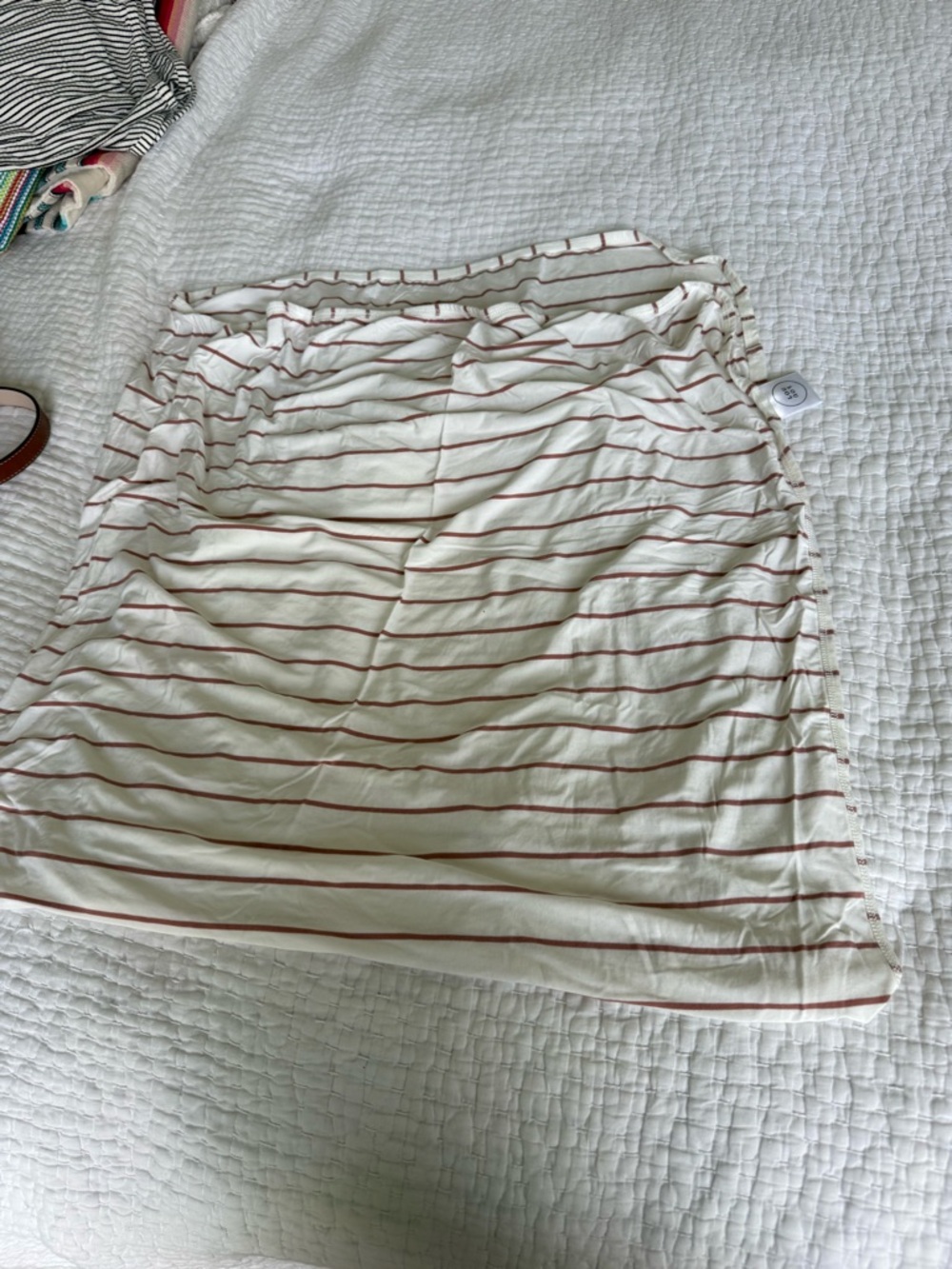 Striped White and Rust Cotton swaddle